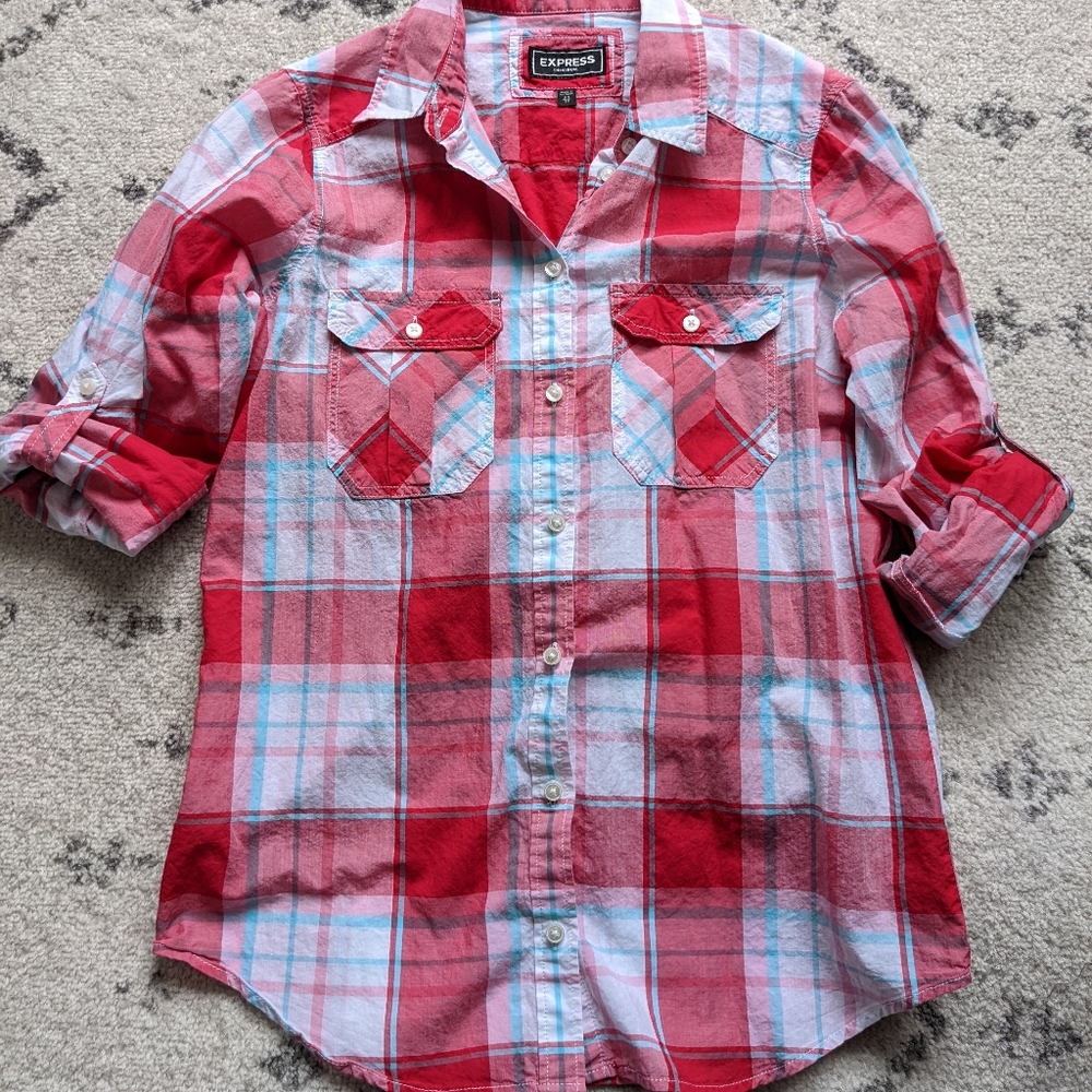 Express plaid button down shirt xs